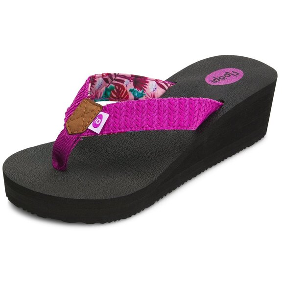 Floopi Womens Size 9 Thong Flip Flop Wedge Sandals Comfort Yoga Mat Footbed NEW - Picture 1 of 6